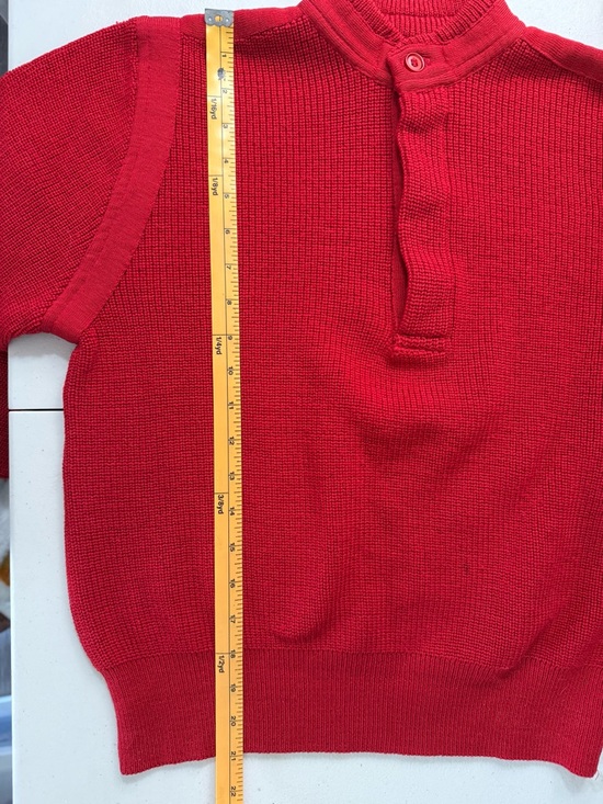 Vintage L.L. Bean Women's Vivid Red 3 Button Mock Neck Sweater - Picture 7 of 8